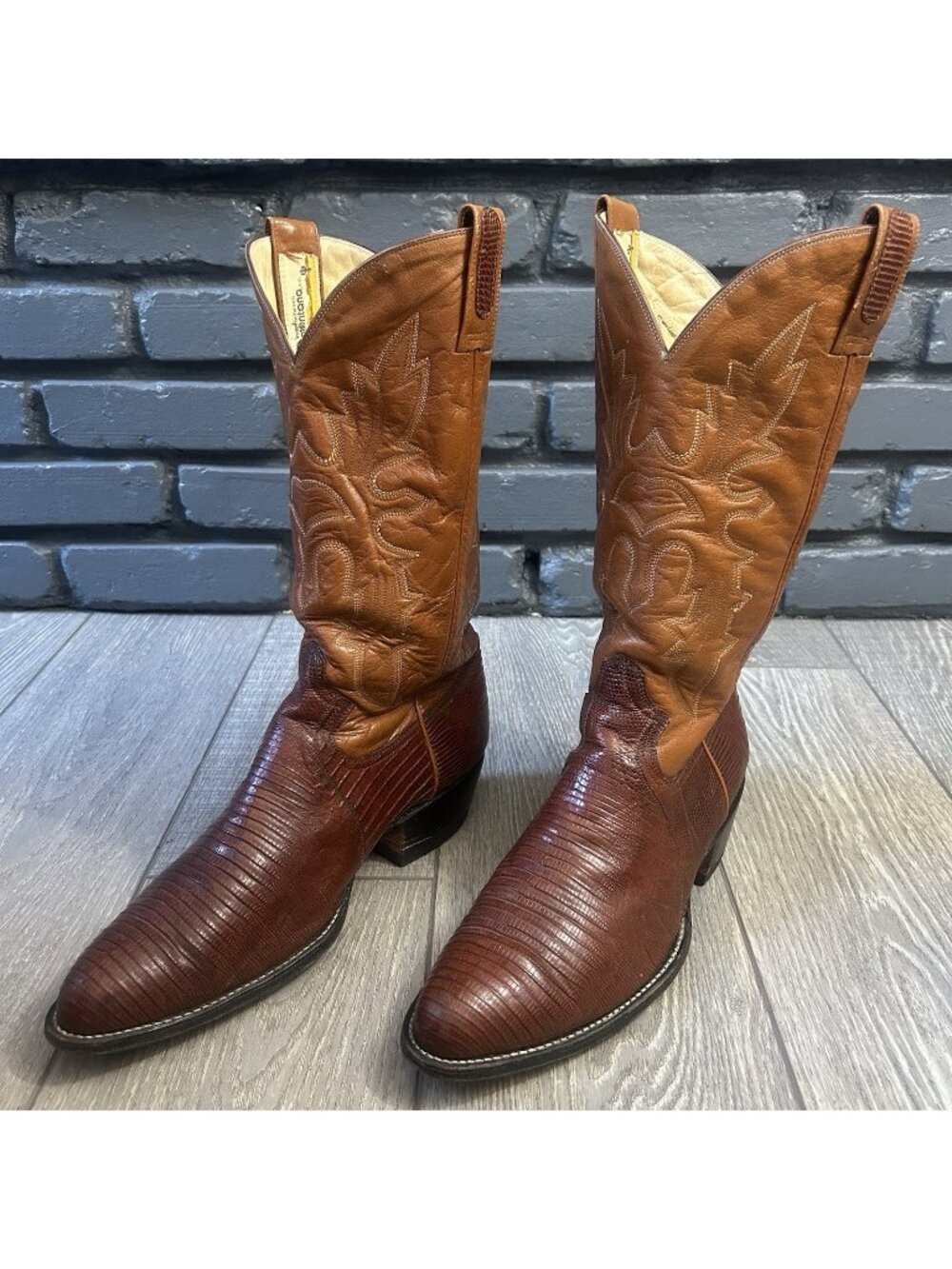 Montana Vintage Teju Lizard Western Cowboy Boots Mens 11.5 EE